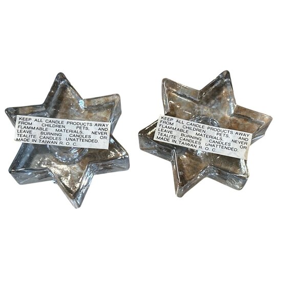 Glass Star Candleholders Clear Tealight Holders Box Set - Picture 2 of 5